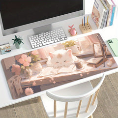 Cat Cartoon Mouse Pad Locking Edge Learning Desk Pad