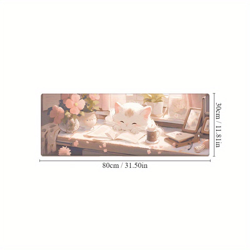 Cat Cartoon Mouse Pad Locking Edge Learning Desk Pad