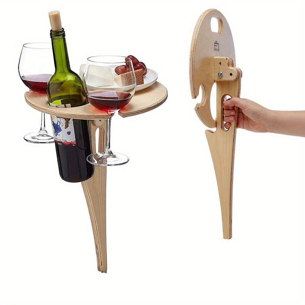 Portable Picnic Wine Glass Holder Wooden Foldable Wine Rack