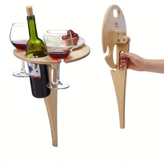 Portable Picnic Wine Glass Holder Wooden Foldable Wine Rack