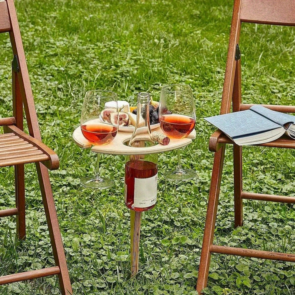 Portable Picnic Wine Glass Holder Wooden Foldable Wine Rack
