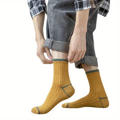 Men's Solid Crew Socks Breathable Casual Unisex Socks For Outdoor All Seasons