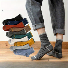 Men's Solid Crew Socks Breathable Casual Unisex Socks For Outdoor All Seasons