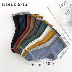 Men's Solid Crew Socks Breathable Casual Unisex Socks For Outdoor All Seasons