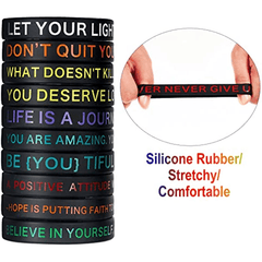 60 Inspirational Rubber Bracelets Motivational Quote Wristbands