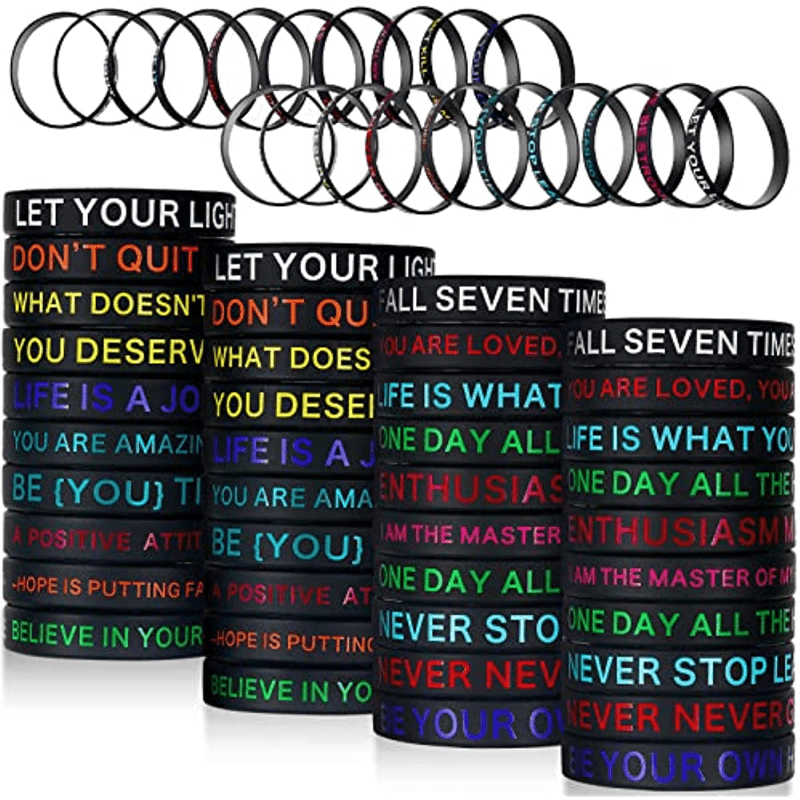 60 Inspirational Rubber Bracelets Motivational Quote Wristbands