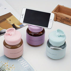 300ml Portable High Temp Resistant Glass Cup 10oz Mini Cup with Lid Phone Holder