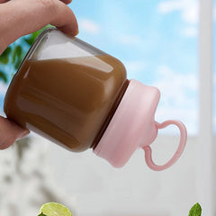 300ml Portable High Temp Resistant Glass Cup 10oz Mini Cup with Lid Phone Holder