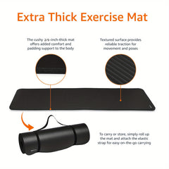 Extra Thick High Density Yoga Mat 183x61x0.6in with Carrying Strap