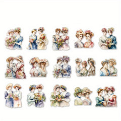 60pcs Retro Character PET Sticker Pack for Handbook D