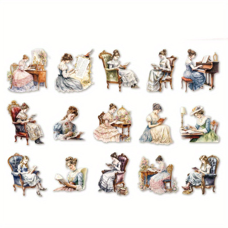 60pcs Retro Character PET Sticker Pack for Handbook D