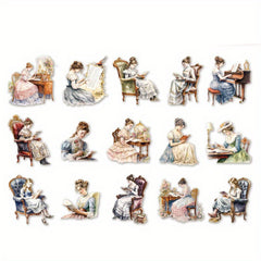 60pcs Retro Character PET Sticker Pack for Handbook D