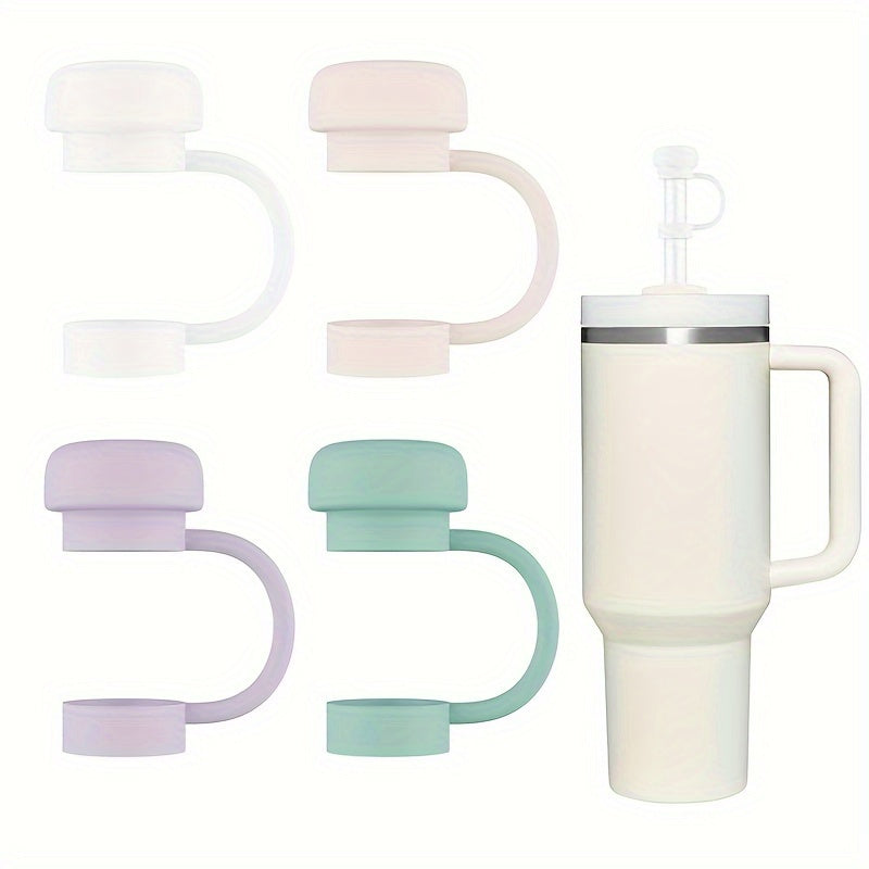 4pcs Reusable Straw Cover Dustproof Silicone Straw Cap