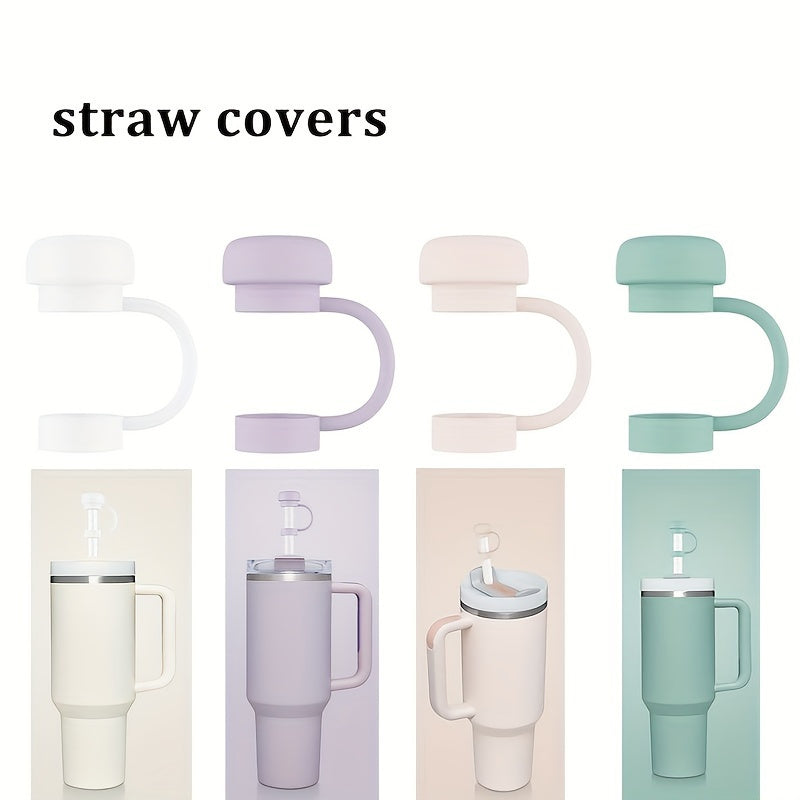 4pcs Reusable Straw Cover Dustproof Silicone Straw Cap