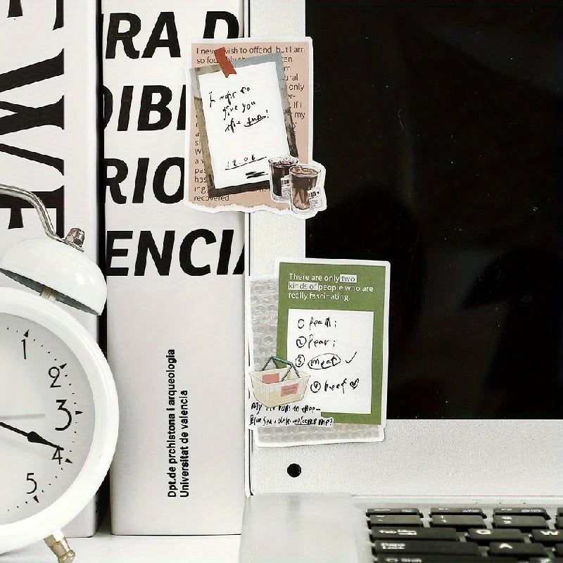 6 Sheets Writable Tape Sticky Note Paper Literary Style Journal Collage Decor