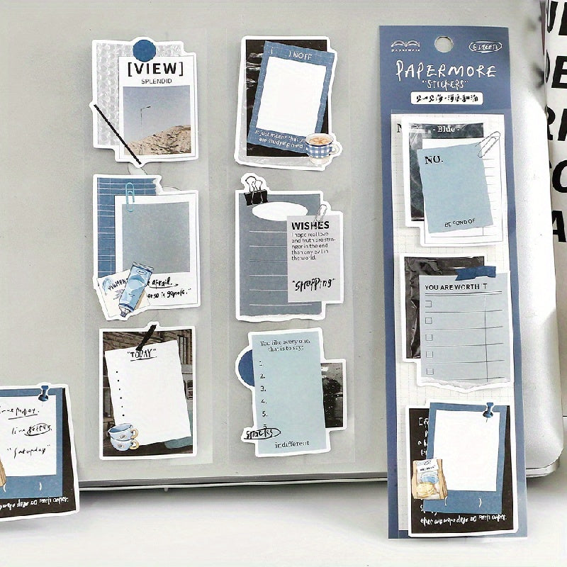 6 Sheets Writable Tape Sticky Note Paper Literary Style Journal Collage Decor