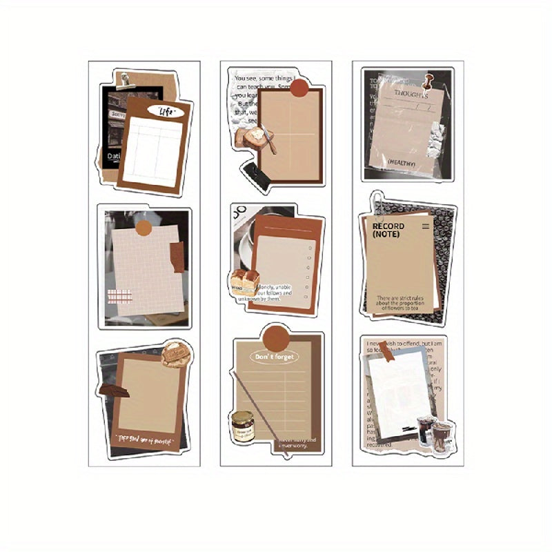6 Sheets Writable Tape Sticky Note Paper Literary Style Journal Collage Decor