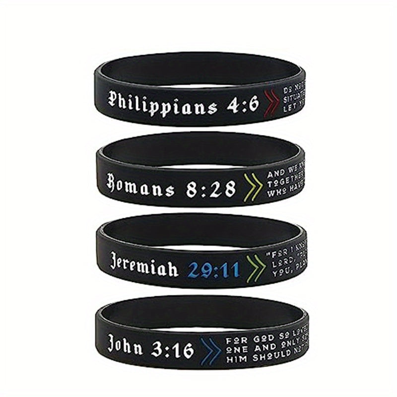 Religious Silicone Bracelet Set - Sporty Style Rubber Wristbands