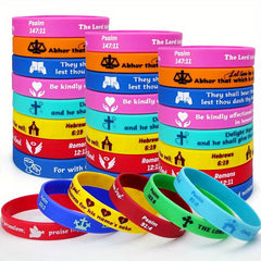 Religious Silicone Bracelet Set - Sporty Style Rubber Wristbands