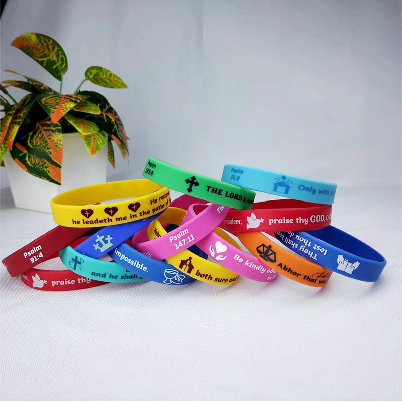 Religious Silicone Bracelet Set - Sporty Style Rubber Wristbands