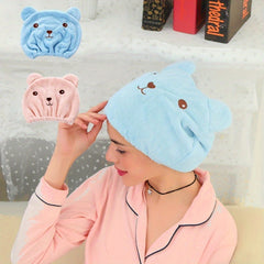 Cartoon Microfiber Hair Drying Towel - Quick Drying for Curly Long Thick Hair