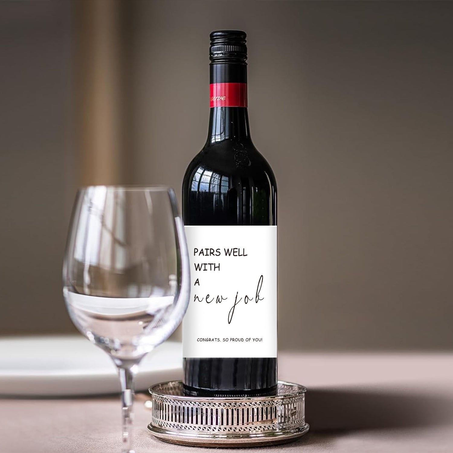 Funny Wine Bottle Labels - Congrats on the Job! You Deserve This