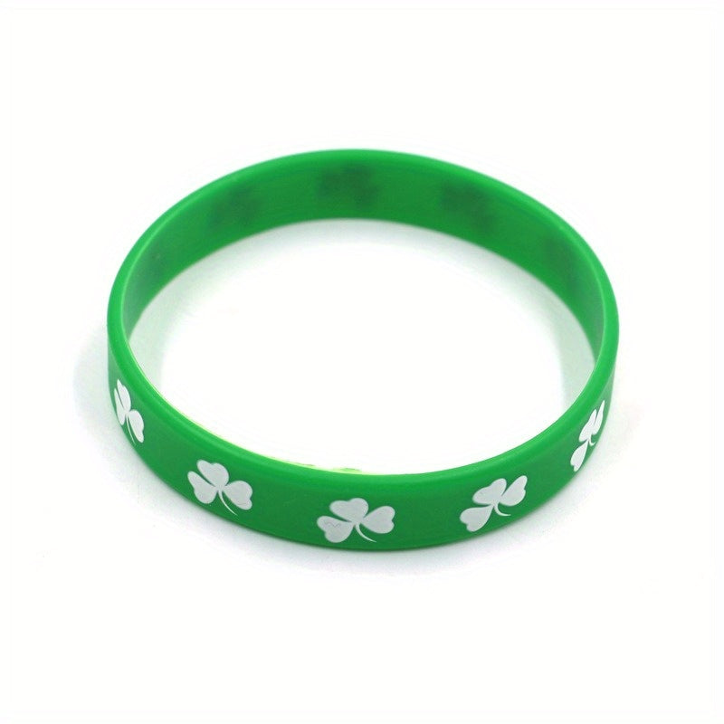 Green Silicone Bracelet Irish Clover Gift
