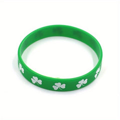 Green Silicone Bracelet Irish Clover Gift