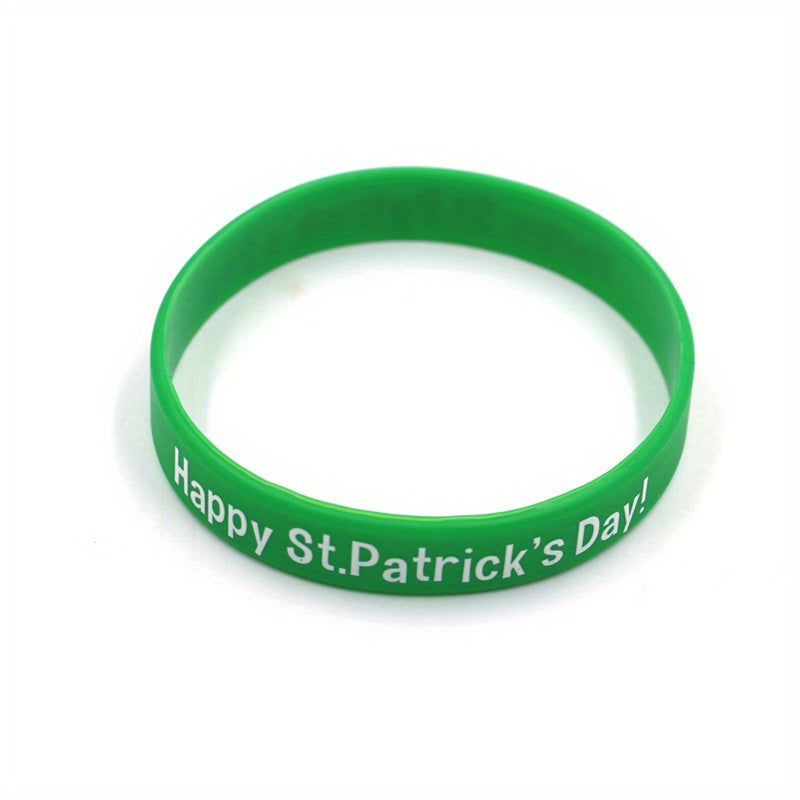 Green Silicone Bracelet Irish Clover Gift