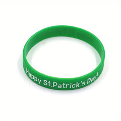 Green Silicone Bracelet Irish Clover Gift
