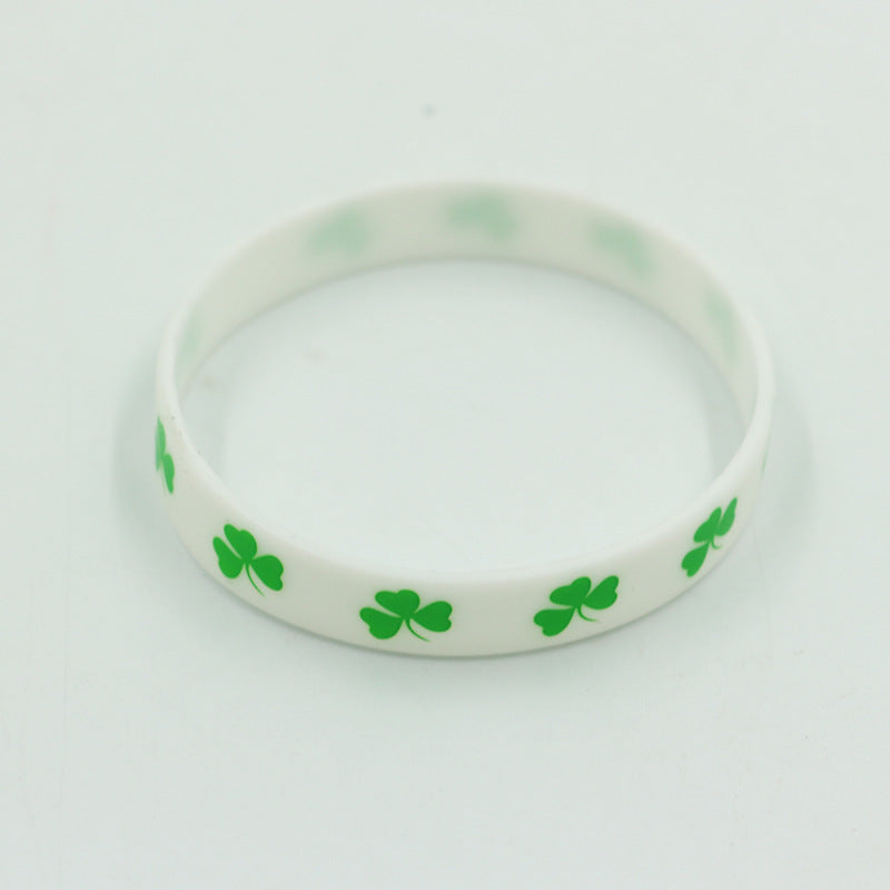 Green Silicone Bracelet Irish Clover Gift