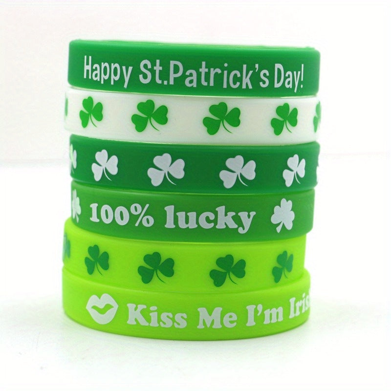 Green Silicone Bracelet Irish Clover Gift