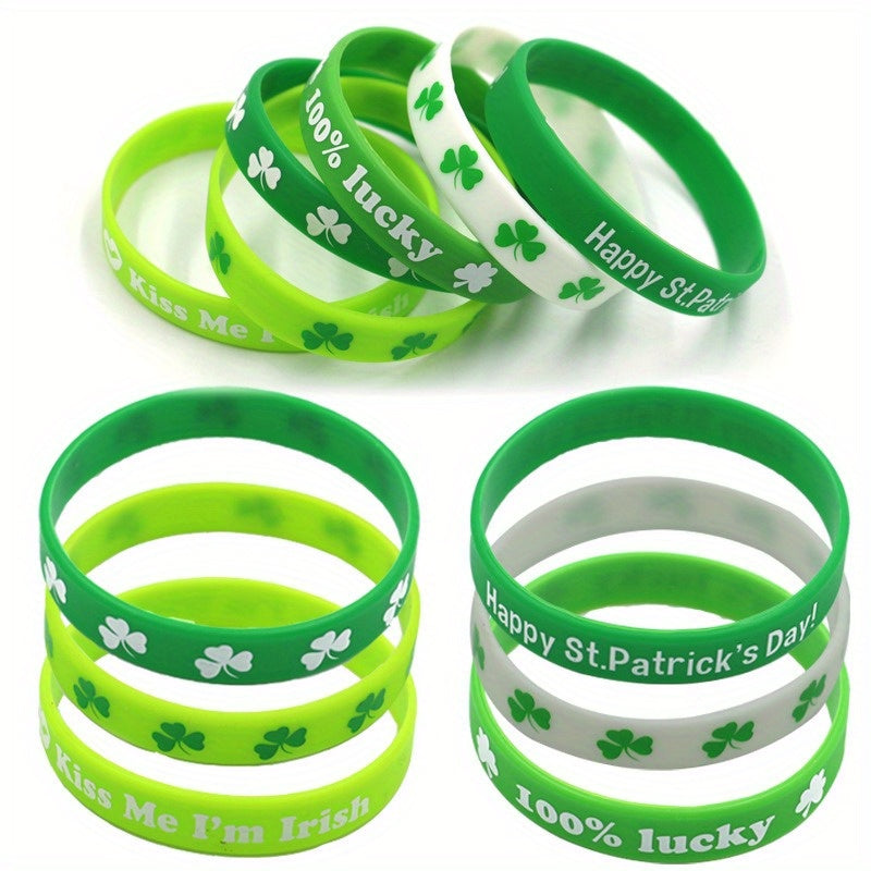 Green Silicone Bracelet Irish Clover Gift