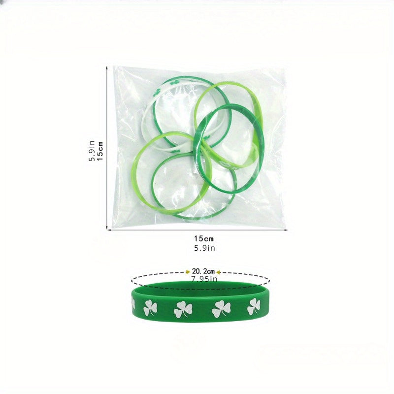 Green Silicone Bracelet Irish Clover Gift
