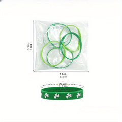 Green Silicone Bracelet Irish Clover Gift