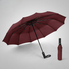 Wind Resistant 3 Fold Auto Umbrella 12 Bones Big Umbrella