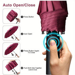 Strong Wind Resistant 3 Fold Automatic Umbrella