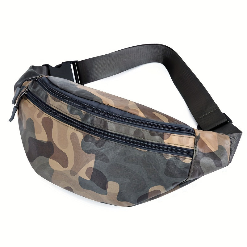 Men's Camo PU Leather Waist Bag Mobile Phone Waist Pack