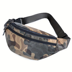 Men's Camo PU Leather Waist Bag Mobile Phone Waist Pack