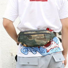 Men's Camo PU Leather Waist Bag Mobile Phone Waist Pack