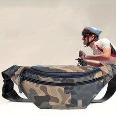 Men's Camo PU Leather Waist Bag Mobile Phone Waist Pack