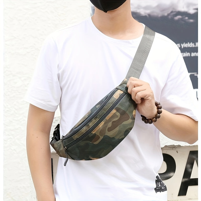 Men's Camo PU Leather Waist Bag Mobile Phone Waist Pack
