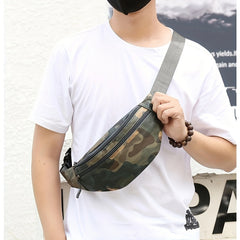 Men's Camo PU Leather Waist Bag Mobile Phone Waist Pack