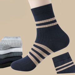 Men's Striped Sport Socks Mid Crew Sweat Absorbing Comfy Breathable - 10 Pairs