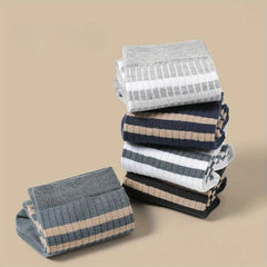 Men's Striped Sport Socks Mid Crew Sweat Absorbing Comfy Breathable - 10 Pairs