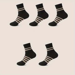 Men's Striped Sport Socks Mid Crew Sweat Absorbing Comfy Breathable - 10 Pairs