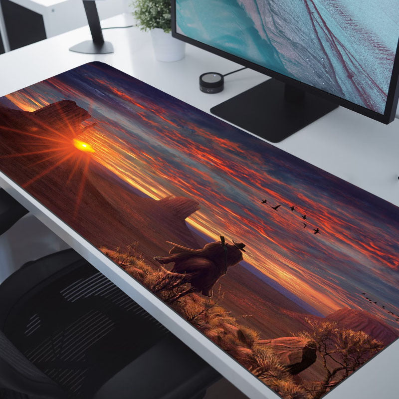 Red RDR2 Gaming Mouse Pad Nature Rubber Base Dead Desk Pad Keyboard Pad