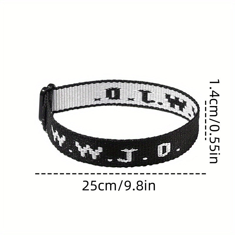 WWJD WWWJD Letter Knitted Bracelet Unisex Sports Wristband Outdoor Jewelry
