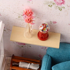 1:12 Dollhouse Wooden Wall Shelf with Hanging Shelves