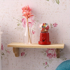 1:12 Dollhouse Wooden Wall Shelf with Hanging Shelves